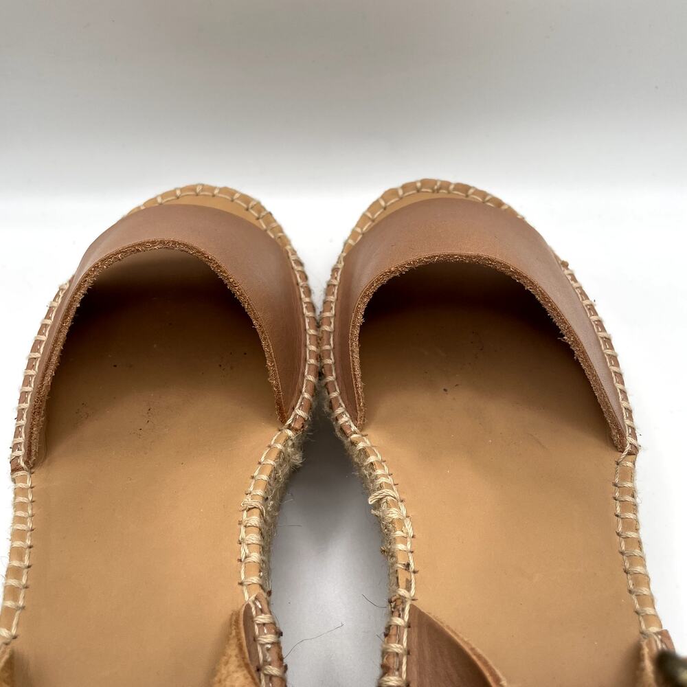 SOLUDOS  Minorca Beige Leather Espadrille Platform Sandals  Size 9,5 vacation - Picture 9 of 12
